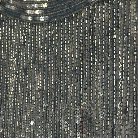 INC Glass beaded  and sequined silk skirt, lovely heaviness, Ice Blue,  Lined, 6 - Picture 6 of 8